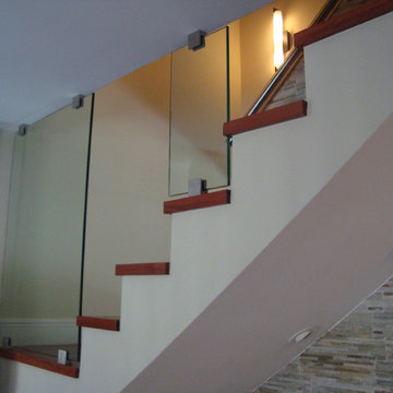 Glass Panel Railings on Existing Stair