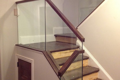 Staircase - large modern wooden straight staircase idea in Philadelphia with wooden risers