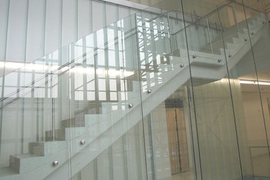 Glass railings with partition