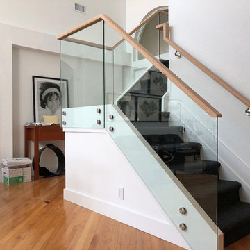 Glass Railings with Standoffs and Wood Handrail