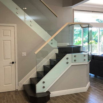 Glass Railings with Standoffs and Wood Handrail