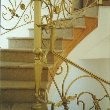 Golden Hand Forged Stair Railing