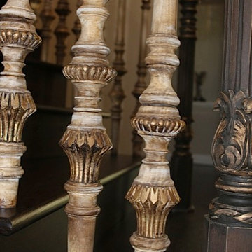 Grand hand-carved wooden staircase
