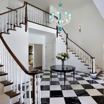 Grand Marble Foyer with Dual Staircases