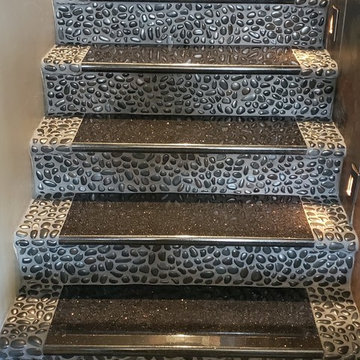 Granite Stairs with river rock