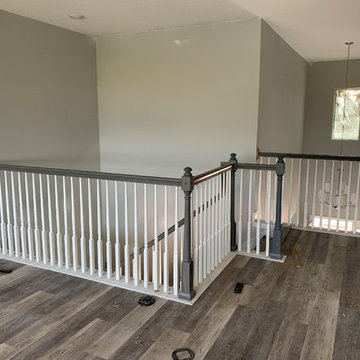 Gray rail done with white balusters