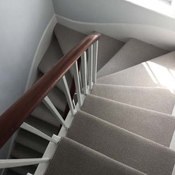 Grey Carpet Installation to Stairs