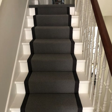 Grey Carpet Runner With Black Border To Stairs In Islington