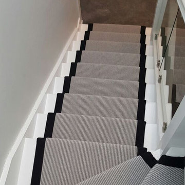 Grey Carpet with a Black Border to Stairs