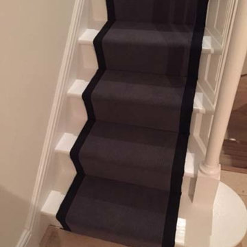 Grey Carpet With Black Borders as a Stair Carpet Runner