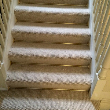 Grey Carpet with Brass Stair Rods to Stairs