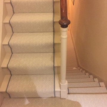Grey Herringbone Carpet Installation to Stairs and Areas