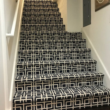 Gulistan Stair Runner - Synthetic Navy and White Geometric