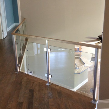 Hancock Stainless Steel Railing with Cable, Glass and Wood Top Cap