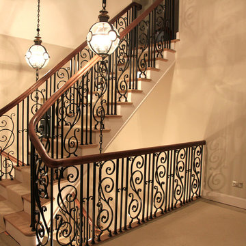Handrail and wrought iron balustrade