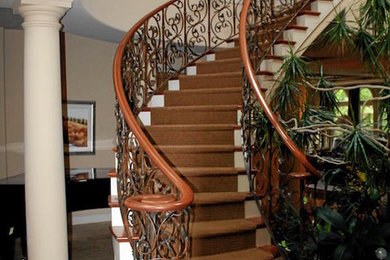 Inspiration for a wooden staircase remodel in Seattle
