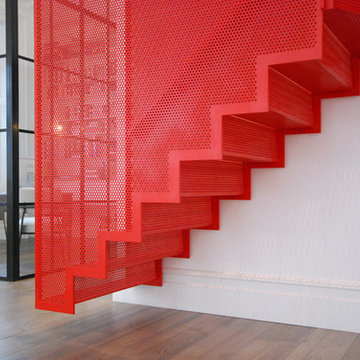 Hanging red staircase