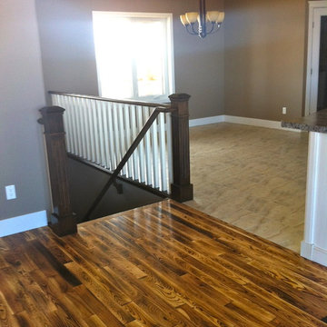 Hardwood floor and stair case