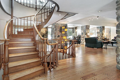 Inspiration for a rustic staircase remodel in New York