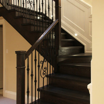 Hardwood Staircase with Wrought-Iron Bars