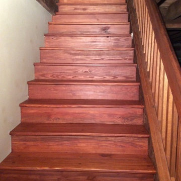 Heart Pine Stairs Finished with Osmo Wood Wax in Mahogany