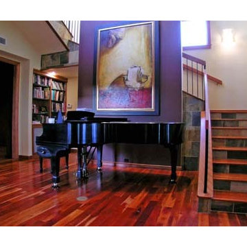 Hill Country Contemporary Music Room, Staircase, Library