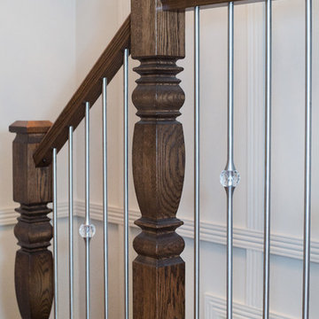 Hour-glass posts,  modern stair case
