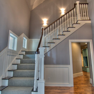 Inspiration for a transitional staircase remodel in Oklahoma City