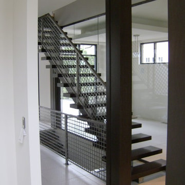 Industrial Stair Case With Steel Treads and Railings