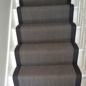 Installing Black Carpet Runner with Black Border to Stairs