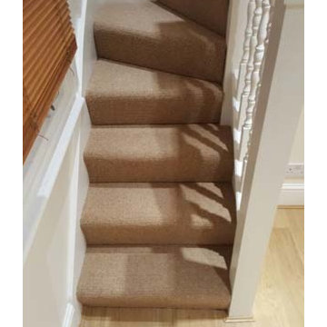 Installing Brown Carpet to Stairs