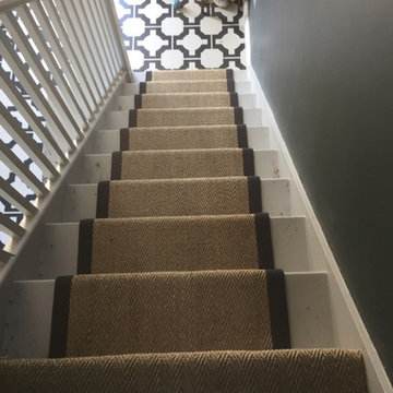 Installing herringbone carpet to stairs