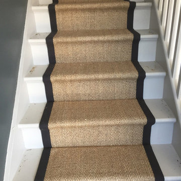 Installing herringbone carpet to stairs