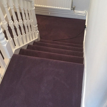Installing Purple Carpet to Stairs in Private Residence