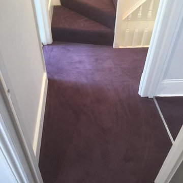 Installing Purple Carpet to Stairs in Private Residence