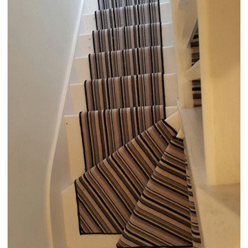 Installing Striped Carpet to Stairs