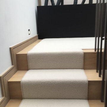 Installing White Carpet to Stairs as a Runner