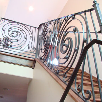 Interior custom wrought iron handrails