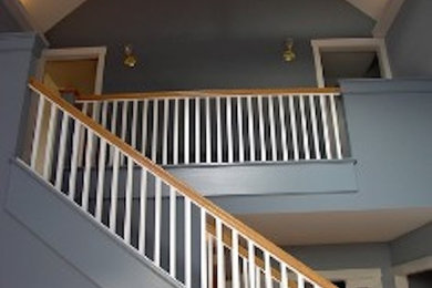 Inspiration for a large straight staircase remodel in Portland