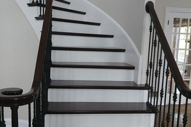 Inspiration for a french country staircase remodel in Chicago