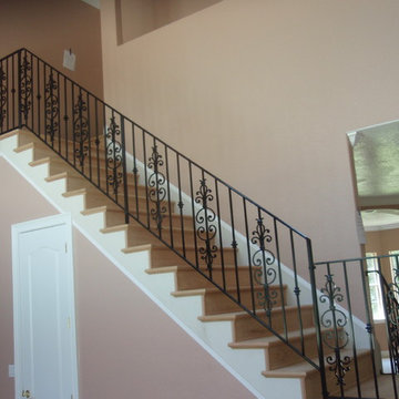 Interior stair rail with picket design