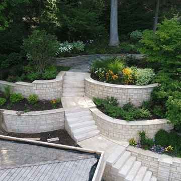Ivory Travertine Wall&Steps&Arch Project in Mont Clair