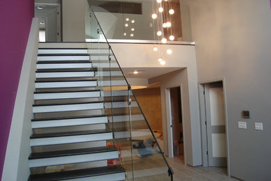 Inspiration for a contemporary staircase remodel in Cedar Rapids