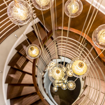KADUR | Custom Cascade Bubble Blown Glass Chandelier | Two-story Chandelier