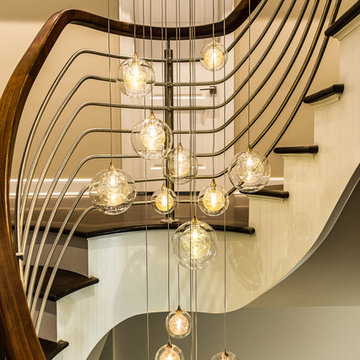 KADUR | Custom Cascade Bubble Blown Glass Chandelier | Two-story Chandelier