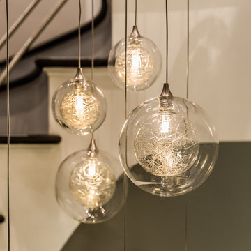 KADUR | Custom Cascade Bubble Blown Glass Chandelier | Two-story Chandelier