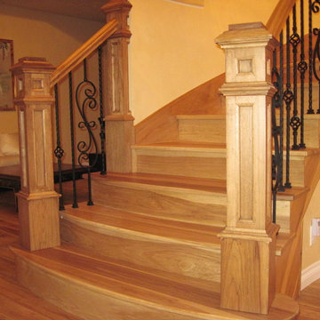 king newel post hickory stair project
