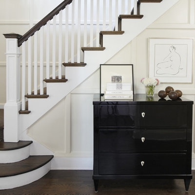 Example of a classic wooden staircase design in New York