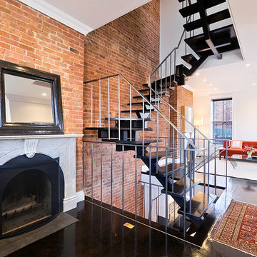 Landmarked Historic Townhouse  Renovation, Steel Staircase, Brooklyn