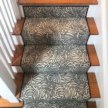 Langhorne Black and White Carpet on Stairs